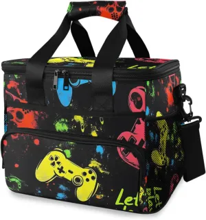 Game Controllers Colorful Cooler Bag Insulated Cooler Soft Sided Cooler 24 Can Portable Picnic Bag Large Leakproof Lunch Bag Box for Beach Grocery Camping Travel Car Men Women