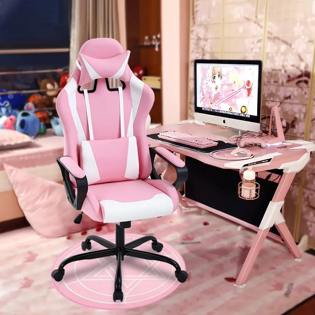 Gaming Chair Office Chair Desk Chair Ergonomic Executive Swivel Rolling Computer Chair with Lumbar Support, Pink