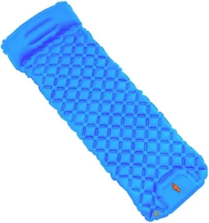GaRcan Outdoor Camping Inflatable Sleeping Pad TPU Ultra-Light Press Air Moisture-Proof Pad Inflatable Mattress with Pillow (Blue 190x60cm)