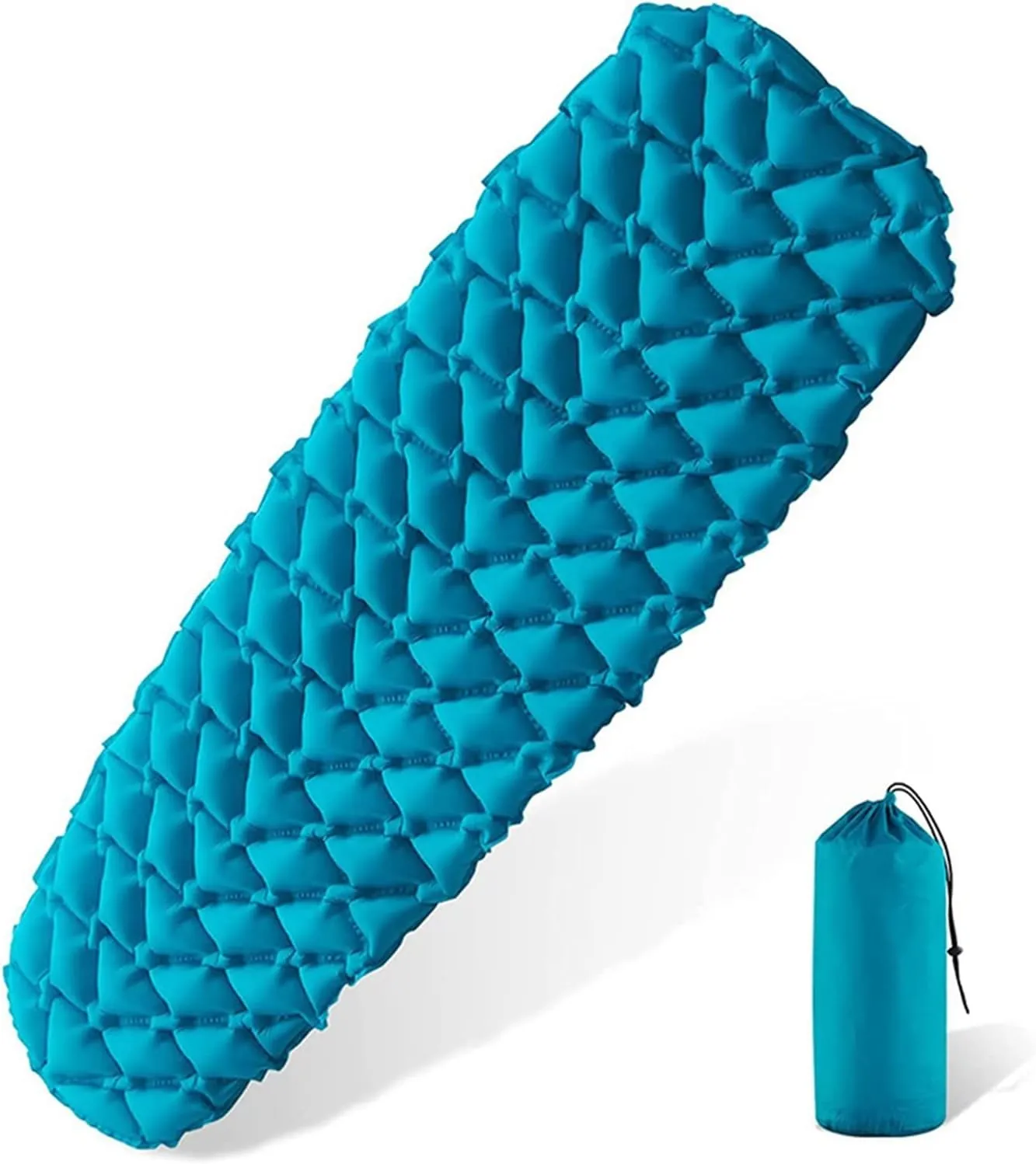 GaRcan Outdoor Inflatable Sleeping Mat TPU Camping Ultra Light Diamond Portable Mat (Blue One Seat)