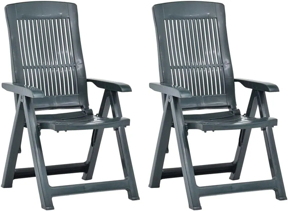 Garden Chairs, Armchair,Patio Reclining Chairs 2 pcs, Easy to Clean Suitable for Patio, Deck, Front Porch, Garden Plastic Green