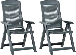 Garden Chairs, Armchair,Patio Reclining Chairs 2 pcs, Easy to Clean Suitable for Patio, Deck, Front Porch, Garden Plastic Green