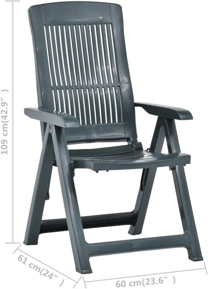 Garden Chairs, Armchair,Patio Reclining Chairs 2 pcs, Easy to Clean Suitable for Patio, Deck, Front Porch, Garden Plastic Green