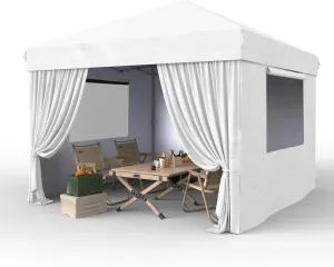 Garvee 10x10 Pop Up Canopy Tent Outdoor Canopy One-Person Set Up Heavy Duty Commercial Instant Tent Shelter, 4-Sidewall White