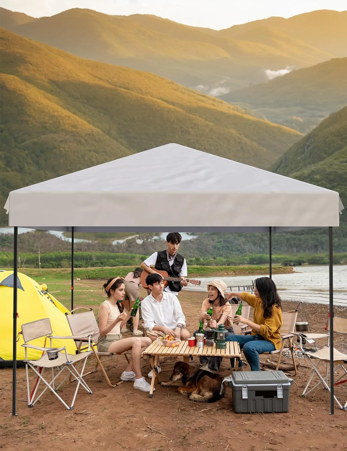 Garvee 10x10 Pop Up Canopy Tent Outdoor Canopy One-Person Set Up Heavy Duty Commercial Instant Tent Shelter, 4-Sidewall White