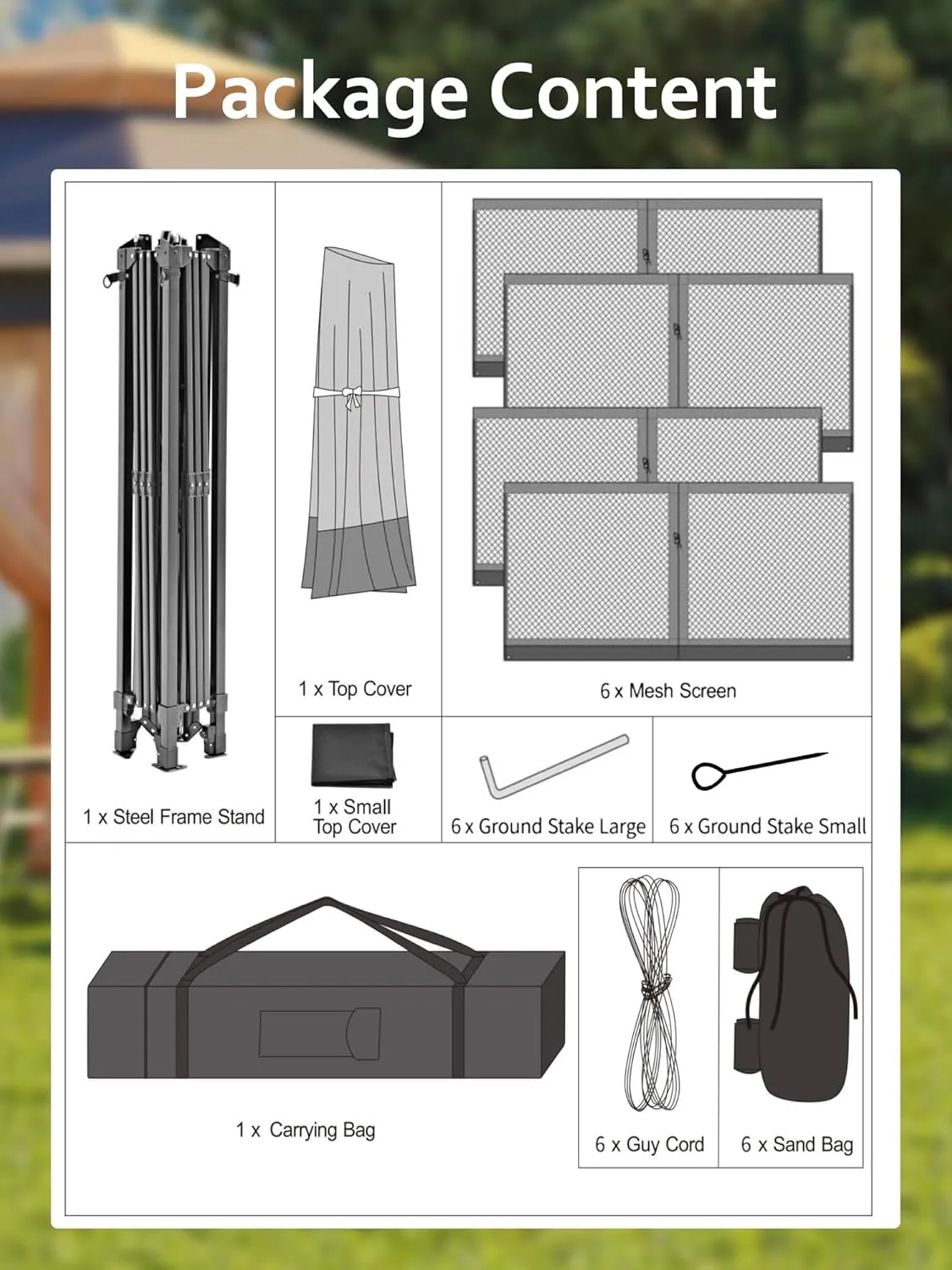 Garvee 13x13FT Pop Up Gazebo Screen Tent,Hexagonal Instant Gazebo Tent with Mosquito Netting Outdoor Canopy,6 Sided Sun Shelter with Mesh Netting,Pavilion Tents for Patio,Khaki Beige