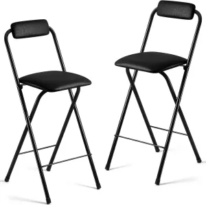 Geelin 2 Pcs 25.6 Inch Folding Chair Stool Chair Foldable Chair Portable Folding Chairs with Padded Seats Bar Office Guitar Desk Counter Fold up Sitting Stool Chair for Adults Kids