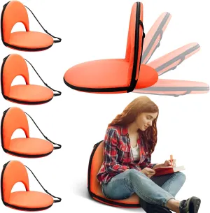 Geetery Folding Stadium Seats for Bleachers with Back Support and Cushion Wide Padded Stadium Chair Foldable Floor Chair for Sport Event Camping Beach, 6 Adjustable Reclining Position