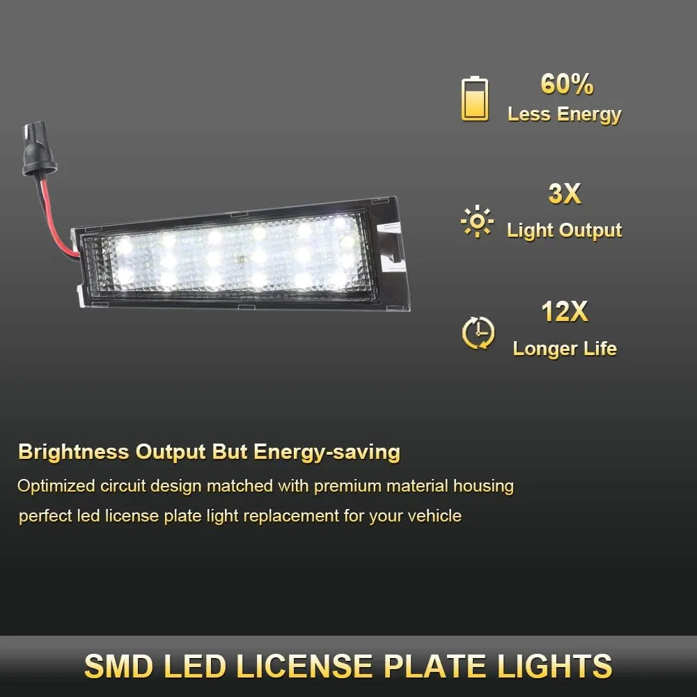 Gempro 2Pack LED License Plate Light Assembly For 2008-2010 Cadillac CTS, Powered by 18SMD Xenon White LED Lights