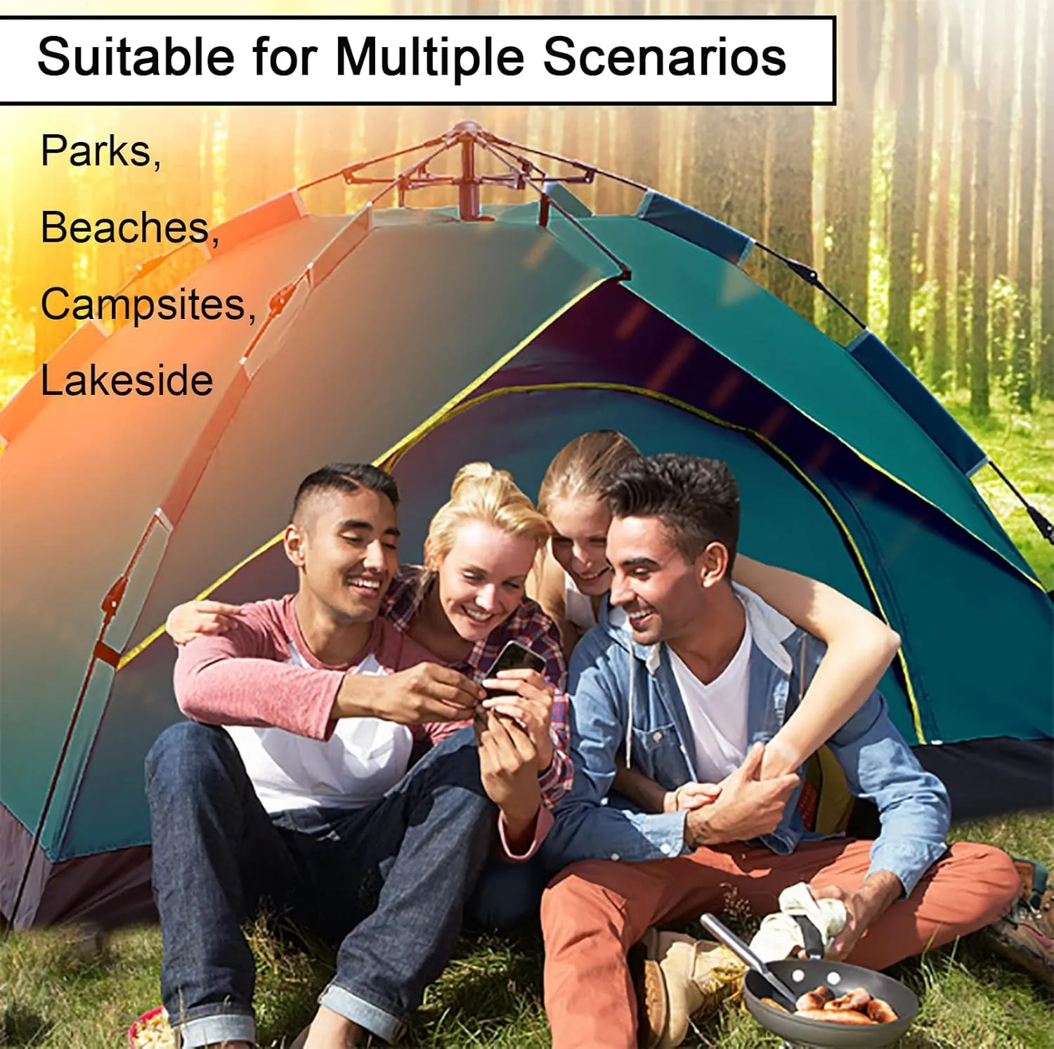 Generic 2/3/4 Person Instant Camping Tent with Carrying Bag,Easy Set Up Portable Dome Family Tent,Waterproof Lightweight Outdoor Tent for Backpacking, Hiking or Beach