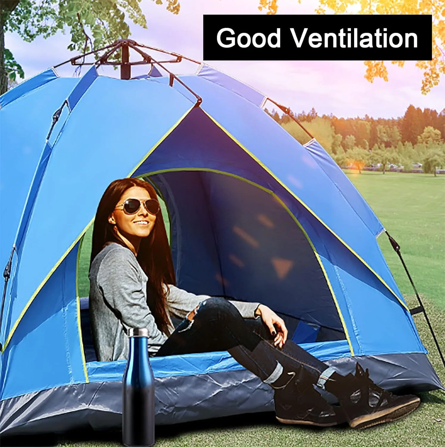 Generic 2/3/4 Person Instant Camping Tent with Carrying Bag,Easy Set Up Portable Dome Family Tent,Waterproof Lightweight Outdoor Tent for Backpacking, Hiking or Beach