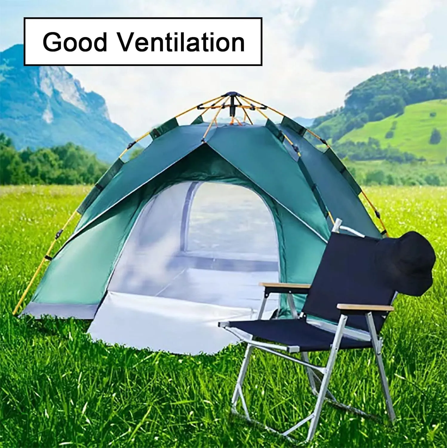 Generic 2/3/4 Person Instant Camping Tent with Carrying Bag,Easy Set Up Portable Dome Family Tent,Waterproof Lightweight Outdoor Tent for Backpacking, Hiking or Beach