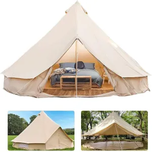 GeRRiT Bell Tent Indian Tent Diameter 3M/4M/5M/6M Cotton Canvas Waterproof Large Family Tents 4 Season Outdoors Yurt Bell Tent Glamping for Camping