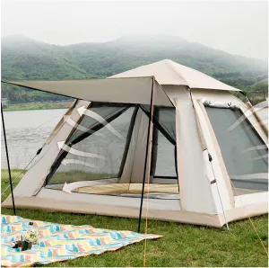 GeRRiT Big Tents for Camping 4 Man Double Doors and Four Windows,Insect Proof Family Camping Tent Practical and Lightweight Quick Erect Tents for Camping, Hiking, Mountaineering