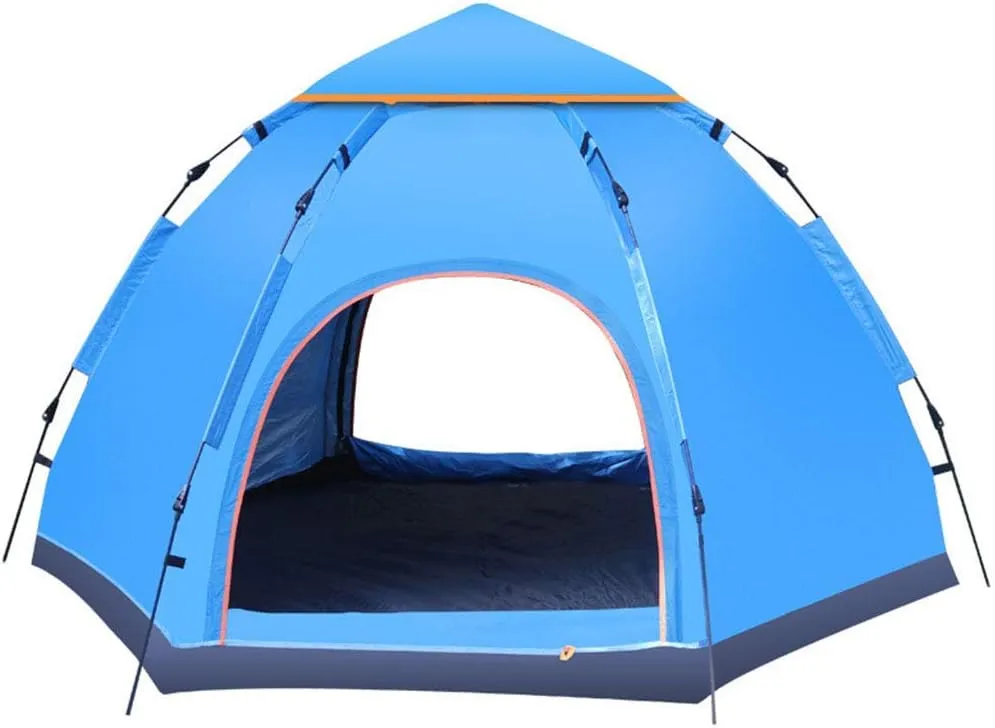 GeRRiT Portable Automatic Pop Up Tent, 6Person Family Camping Tent with Storage Bag, Rainproof and Mosquito Proof, Breathable and UV Proof, Tent for Family Camping,Blue
