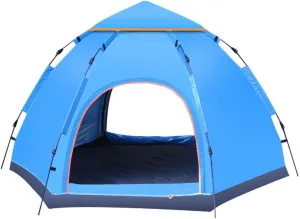 GeRRiT Portable Automatic Pop Up Tent, 6Person Family Camping Tent with Storage Bag, Rainproof and Mosquito Proof, Breathable and UV Proof, Tent for Family Camping,Blue