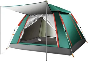 GeRRiT Two Doors 4 Season Tent for 3-4 Persons, Camping Automatic Pop Up Tent Waterproof Sun Shade Anti UV for Beach/Hiking/Backpacking/Fishing Instant Sun Shelter Canopy, Green