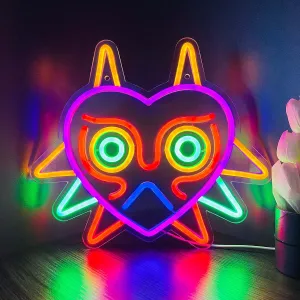 GGK Majora's Mask LED Sign LoZ Neon Sign for Room Wall Decor Gamer Gifts Zelda Mask Game Room Decor LED Neon Light for Zelda Fans (Majoras Mask)