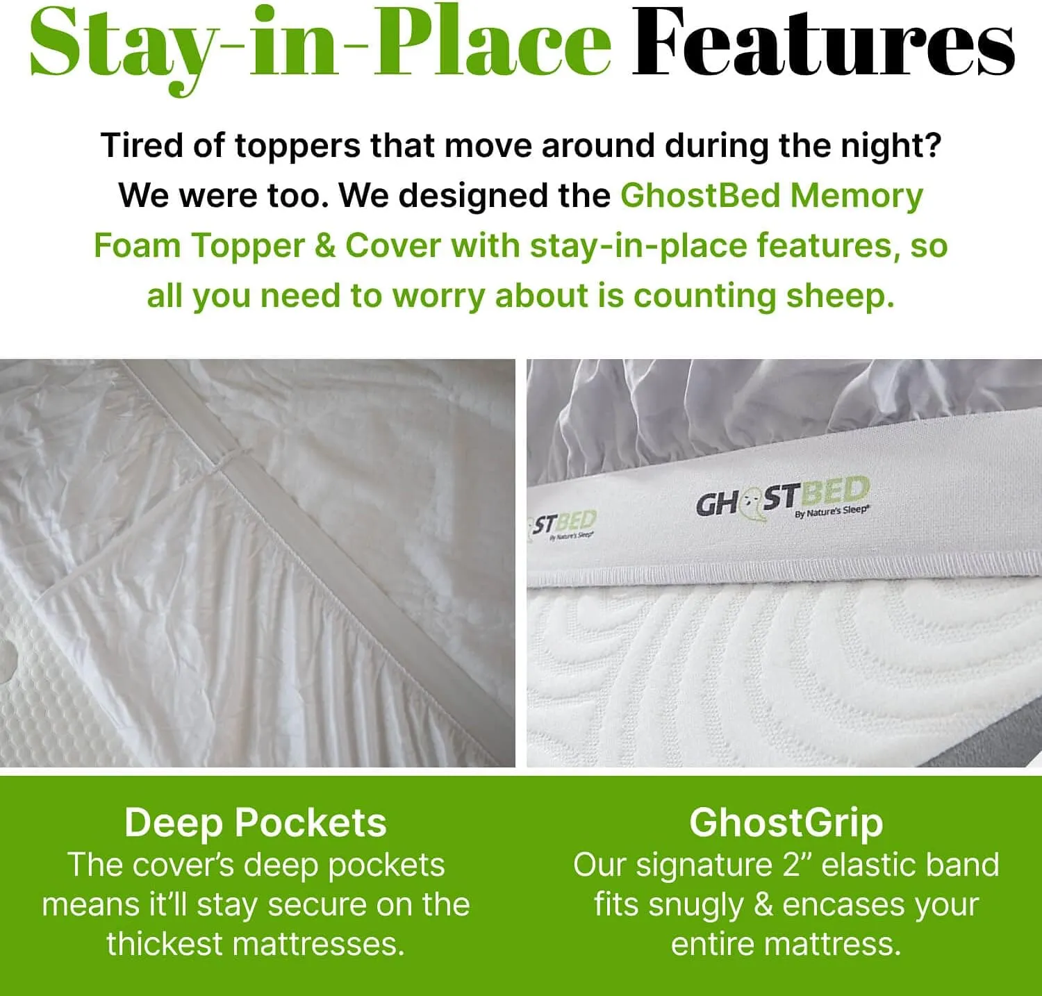 GhostBed 3 Inch Cooling Gel Memory Foam Mattress Topper - Waterproof Cover, Protector & Topper in One, Made in USA - Memory Foam Mattress Topper Twin