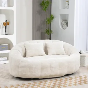 Giant Bean Bag Chair Couch with Foam Filler, Oversized Bean Bag Sofa for Adults,Teens, Comfy Floor Loveseat with 2 Pillows, Lazy Beanbag Lounger for Living Room, Game Room, Office, Chenille Beige