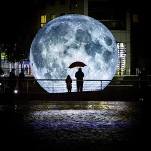 Giant Inflatable Moon Ball with LED Lights – PVC Planet Balloon Decor