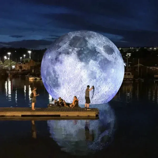 Giant Inflatable Moon Ball with LED Lights – PVC Planet Balloon Decor