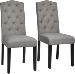 Giantex Dining Chairs Set of 2, Tufted Fabric Dining Room Chairs with Nailed Head, Parsons Chairs with Padded Seat, Tall Backrest, Modern Upholstered Armless Dining Chairs for Kitchen, Dining Room