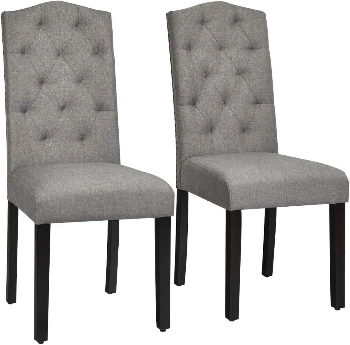 Giantex Dining Chairs Set of 2, Tufted Fabric Dining Room Chairs with Nailed Head, Parsons Chairs with Padded Seat, Tall Backrest, Modern Upholstered Armless Dining Chairs for Kitchen, Dining Room