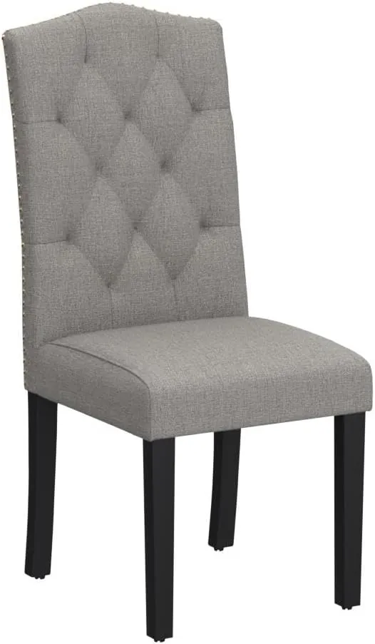 Giantex Dining Chairs Set of 2, Tufted Fabric Dining Room Chairs with Nailed Head, Parsons Chairs with Padded Seat, Tall Backrest, Modern Upholstered Armless Dining Chairs for Kitchen, Dining Room