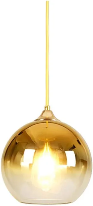Glass Ball Pendant Light Nordic Style Gradient Chandelier Modern Adjustable Globe Suspended Hanging Lamp for Dining Table Bedroom C-25(Gold,20cm 4W)