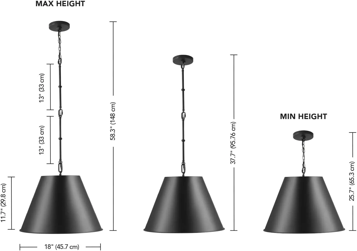 Globe Electric 67000198 1-Light Pendant Lighting, Matte Black, Adjustable Hanging Height Rods, Home Improvement, Kitchen, Dimmable