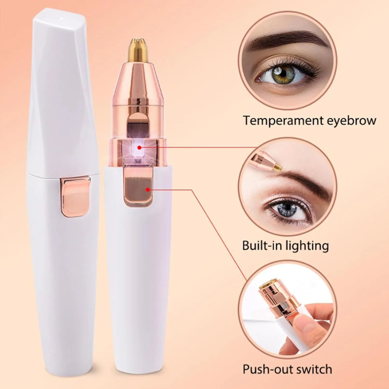 Glowtrim Premium Facial Shaver, Face Shaver, Blissean Painless Electric Hair Remover, Portable 2-in-1 Women's Eyebrow and Facial Hair Removal Device, USB Rechargeable (White 1Pcs)