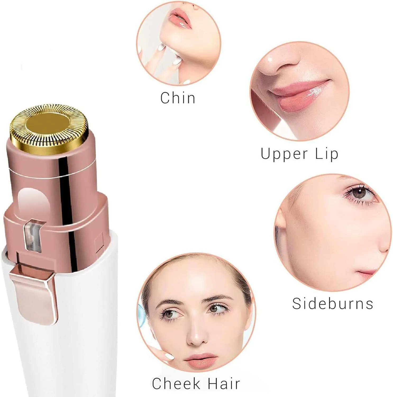 Glowtrim Premium Facial Shaver, Face Shaver, Blissean Painless Electric Hair Remover, Portable 2-in-1 Women's Eyebrow and Facial Hair Removal Device, USB Rechargeable (White 1Pcs)