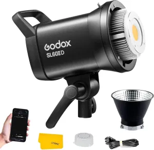 Godox SL60 SL60IID 70W LED Video Light, Cob Video Light Bowens Mount LED Studio Light, Support APP Control, CRI96  TLCI97 , Daylight 5600K, 18600Lux@1m, Built-in 8 FX Effects, Dimmable Brightness