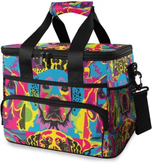 Golden Neon Dog Cooler Bag Insulated Cooler Soft Sided Cooler 24 Can Portable Picnic Bag Large Leakproof Lunch Bag Box for Beach Grocery Camping Travel Car Men Women