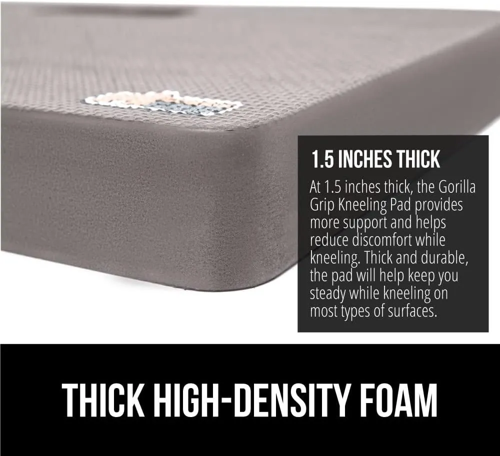 GORILLA GRIP Extra Thick Patent Pending Garden Kneeling Pad, Supportive Soft Foam Knee Cushioning for Gardening, Water Resistant Construction, Bathing Baby, Workout Supplies, Lightweight