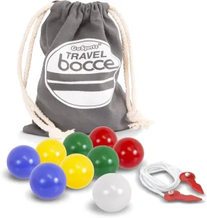 GoSports Mini Travel Size Bocce Game Set with 8 Balls, Pallino, Tote Bag and Measuring Rope - Choose Your Size