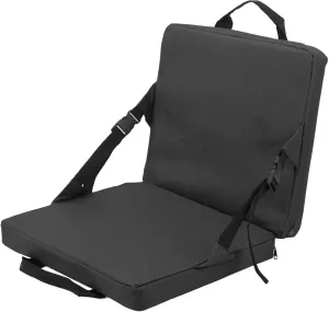 GOWENIC Outdoor Rocker, Outdoor Foldable Chair, Square Soft Sponge Cushion Back Chair with Storage Pocket for Camping Stadium Lawn Park Beach (Black)