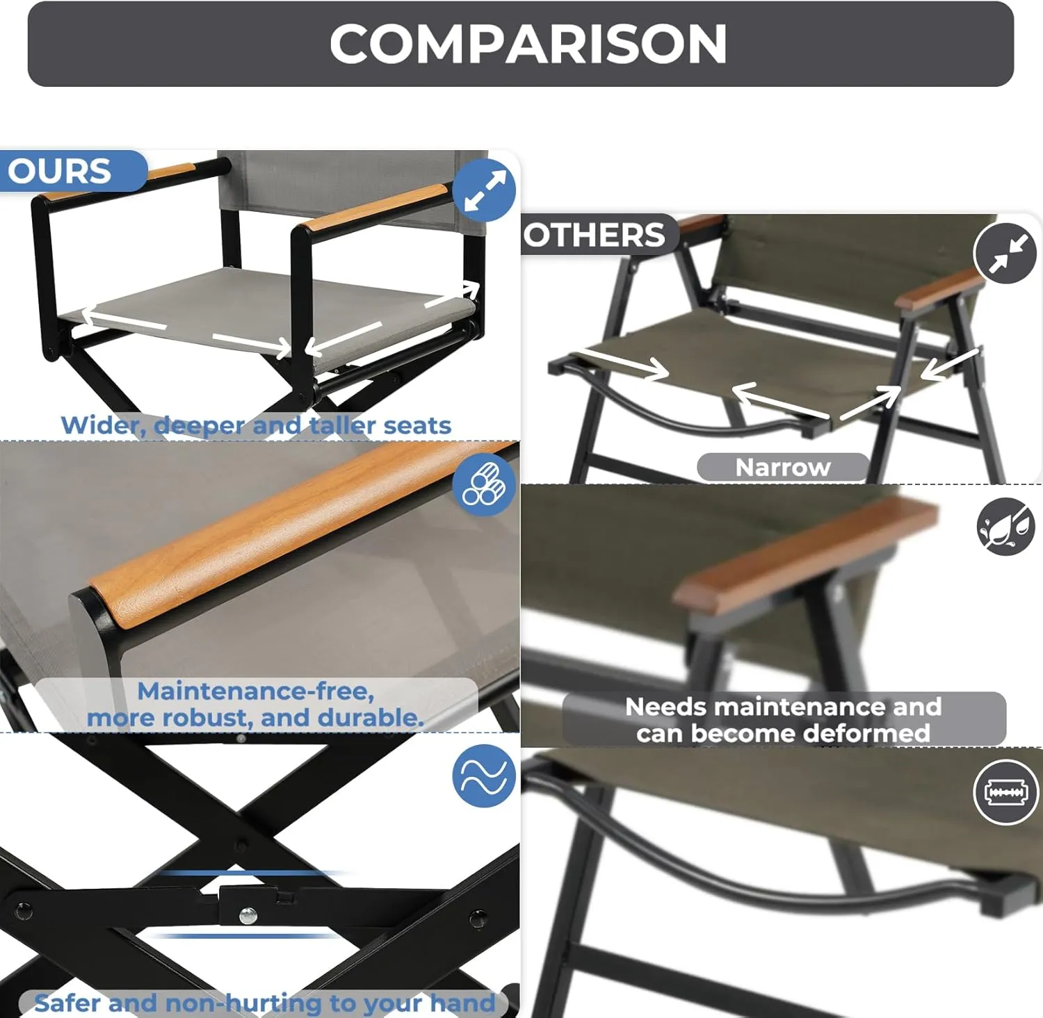 Grand patio 11-Piece Outdoor Dining Set, 10 Extra-Wide Folding Chairs & 1 Rectangle Expandable Table for 6-8 Person, Sling Mesh Patio Chairs with Wood Grain Table for Yard, Poolside, Deck, Gray