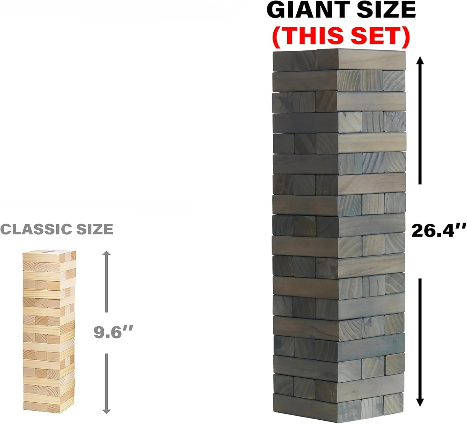 Gray Giant Tower Game Outdoor Games 54 Blocks Stacking Game Includes Carry Bag
