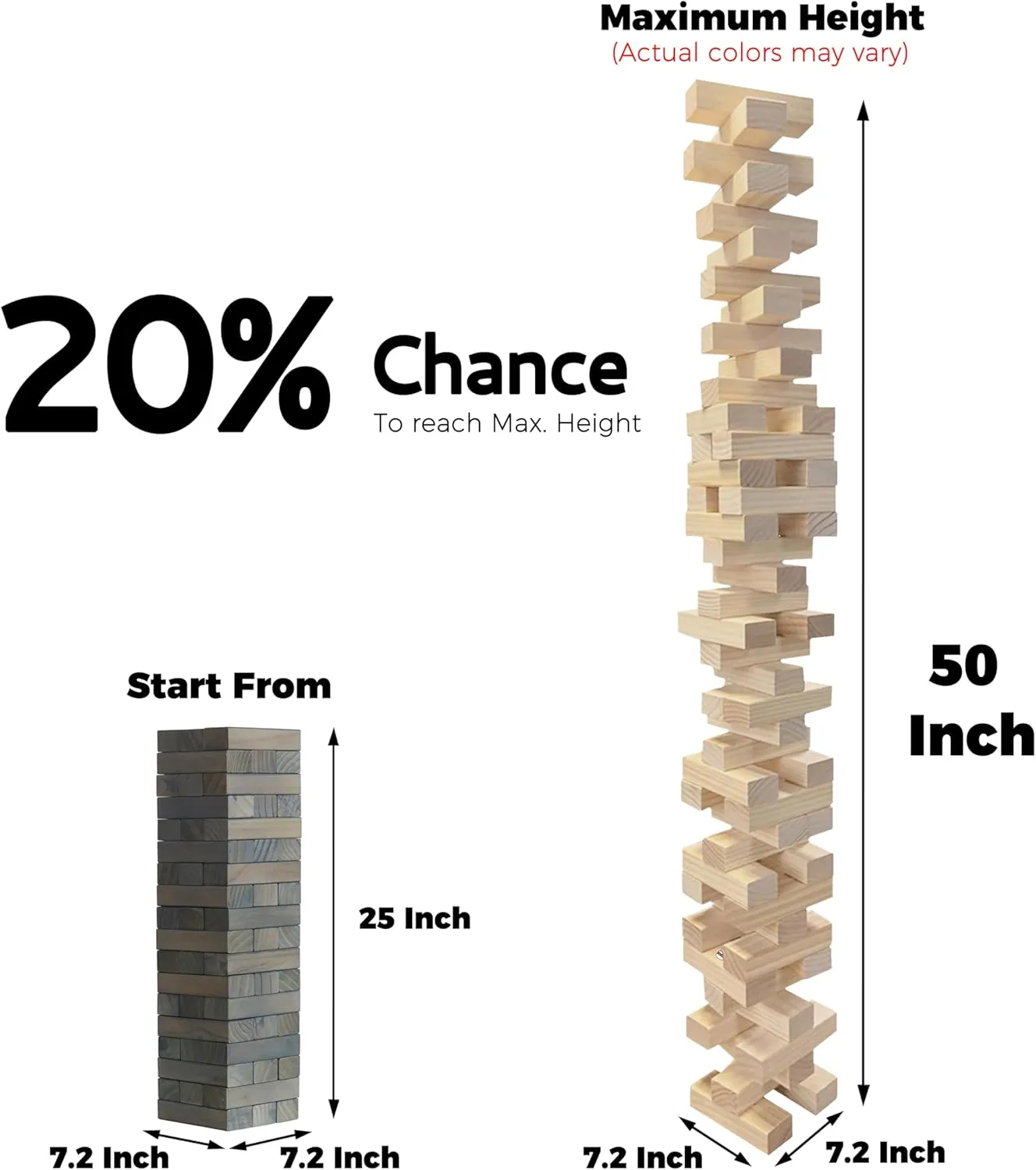 Gray Giant Tower Game Outdoor Games 54 Blocks Stacking Game Includes Carry Bag