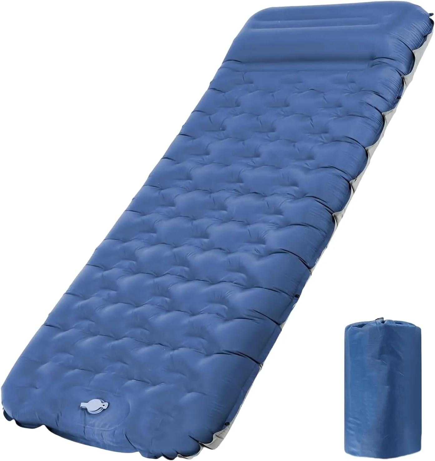 Grebest Outdoor Sleeping Pad Inflatable Camping Mattress with Built-in Pump Lightweight Thicken Portable Leakproof Single Person Hiking Air Moisture-proof Blue