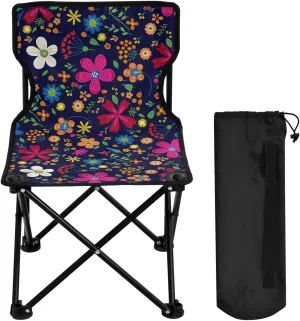 Gredecor Camping Chairs, Amazing Floral Colorful Flowers Portable Camping Chair with Storage Bag, Lightweight Foldable Chair for Outside Camping, Hiking, Travel, Beach and Sports