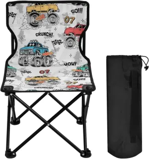 Gredecor Camping Chairs, Race Monster Truck Portable Camping Chair with Storage Bag, Lightweight Foldable Chair for Outside Camping, Hiking, Travel, Beach and Sports