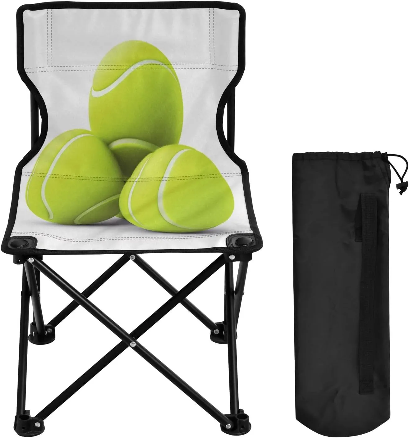 Green Baseball Portable Outdoor Folding Chair Anti-Slip Padded Oxford Cloth Stool Camping Chair Small for Beach Hiking Fishing Gardening Quad Camp Chair
