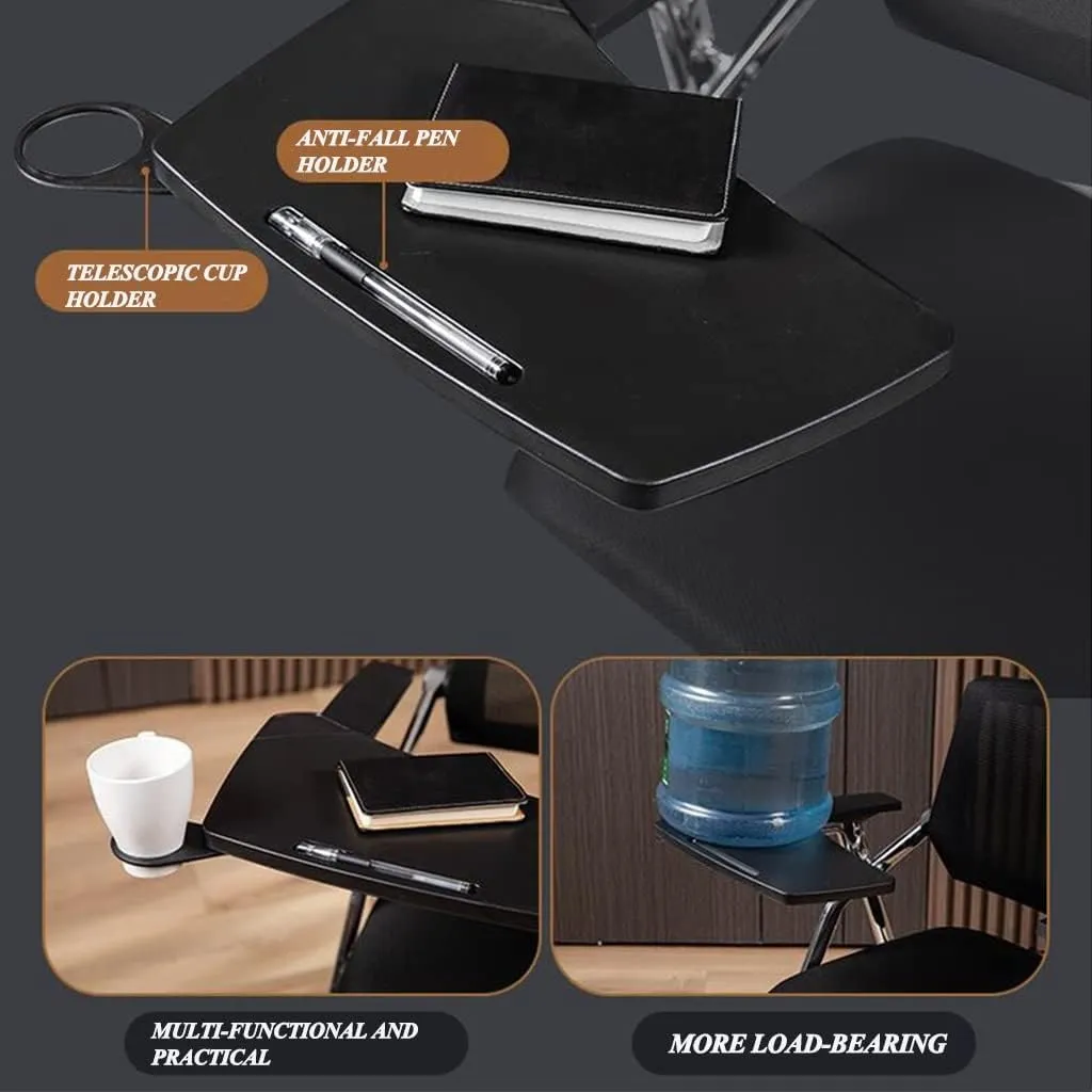 Green Mesh Office Desk Chair With Lumbar Support, Foldable Computer Desk Chair With Tablet Arm, Writing Board, Cup Holder, Metal Frame Backrest