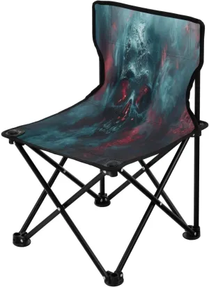 Green Misty Skeleton Portable Outdoor Folding Chair Anti-Slip Padded Oxford Cloth Stool Camping Chair Small for Beach Hiking Fishing Gardening Quad Camp Chair