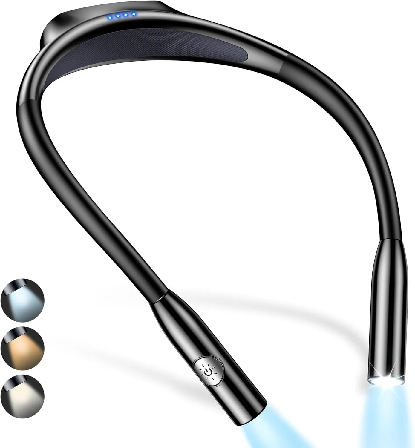 Gritin LED Neck Reading Light,Book Light for Reading in Bed-Eye Caring 3 Colors, Dimmable Brightness, Bendable Arms, 80 Hrs Runtime, Neck Round Design, Comfortable &Lightweight for Crafting, Knitting