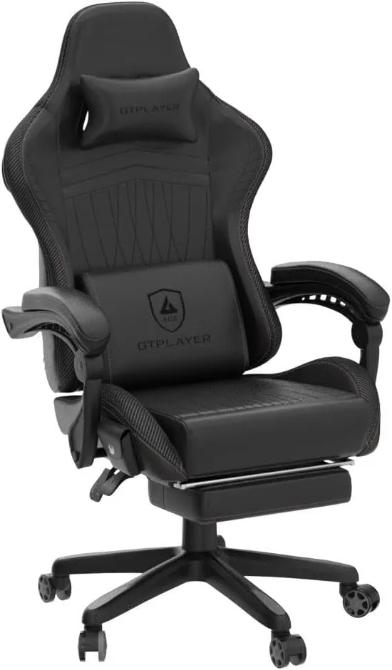 GTPLAYER Gaming Chair with Speakers, Video Game Chairs with Footrest, PC Gamer Chairs for Adults - Padded High Back Ergonomic Reclining Silla Gamer, Linkage Armrest, Ace Pro, Red