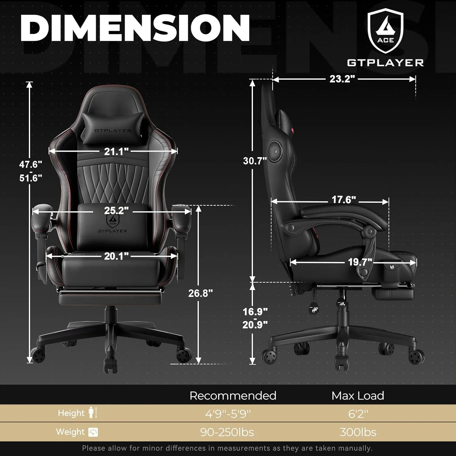 GTPLAYER Gaming Chair with Speakers, Video Game Chairs with Footrest, PC Gamer Chairs for Adults - Padded High Back Ergonomic Reclining Silla Gamer, Linkage Armrest, Ace Pro, Red